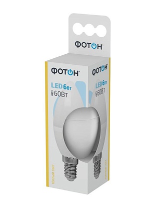Лампа светодиодная ФОТОН LED В35 6W Е14 3000K / 22808