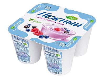 Продукт йогуртный Кампина 1,2% 100гр.*24 Нежный с соком лесных ягод 