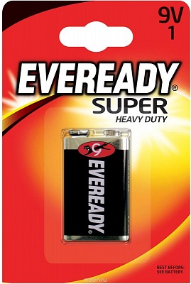 Батарейка солевая EVEREADY SUPER КРОНА 9V 1шт/бл 1*12 / арт.Е301155400 / Е302287200