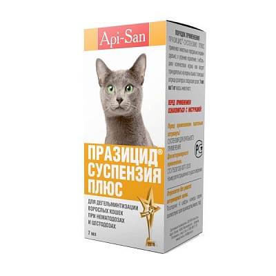 Празицид-суспензия + для кошек 7мл (10шт/уп) Антигельментик VET
