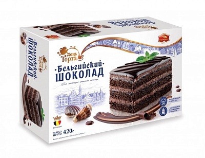 Торт Бельгийский шоколад 420гр*6шт (АО КБК "Черемушки")