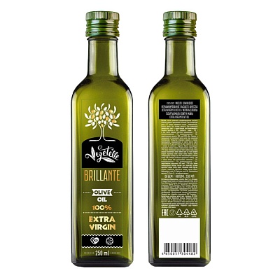Масло оливковое н/раф. EXTRA VIRGIN Vegetelle Brillante 250мл.*12 ст/б Испания