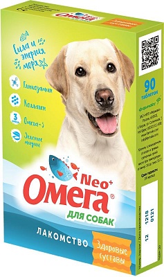 Витамины Омега-Neo+ С-С с глюкозамином и коллагеном для собак 90таб/0,045кг Здоровые суставы