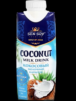 Кокосовый молочный напиток СЭНСОЙ премиум без лактозы 330мл.*12 тетра/пак