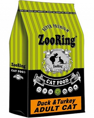Корм ZooRing Adult Cat Duck&Turkey Утка и индейка 10кг Корм для кошек (425761)