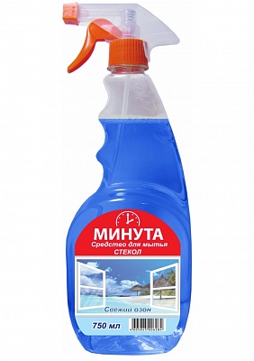Средство д/мытья стекол с распылителем "МИНУТА" Свежий озон 750гр.*12 (1-0108)