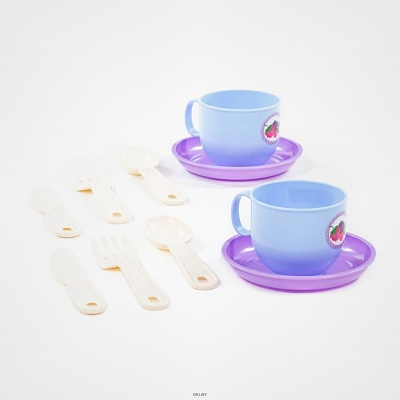 Набор детской посуды "Минутка" на 2 персоны (V1) (10 элементов) (в сеточке)/Полесье (арт.80233)
