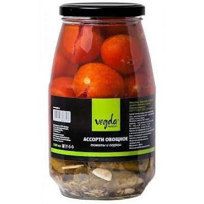 Ассорти Вегда овощное (томаты,огурцы) 1500гр.*4 ст/б