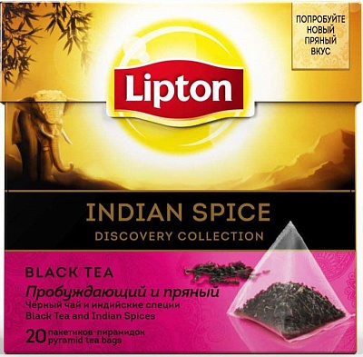 Чай Липтон пирамидки /Indian Spice/с индийскими специям/ 20пак*1,6гр*12шт (черный)