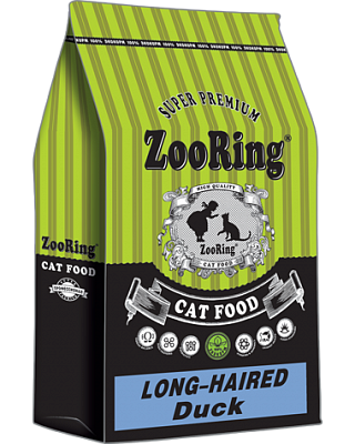 Корм ZooRing Long-Haired Cats Duck Утка 350гр Корм для длинношерстных кошек (425570)