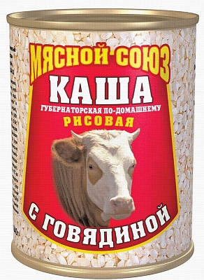 Каша Мясной Союз рисовая с гов. 340гр.*20 ж/б