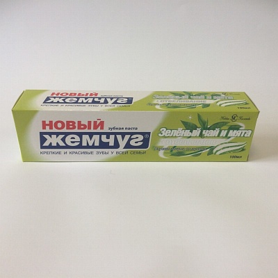 Зубная паста "Новый Жемчуг" Зеленый чай и мята (отбеливание) 100мл.*40 
