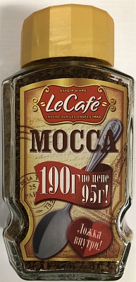 Кофе Ле Кафе Мокко 95гр+95гр*12шт с ложкой стекло