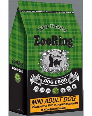 Корм ZooRing Mini Adult Dog Индейка и рис с глюкозамином и хондроитином 0,7кг Корм для собак (424856)
