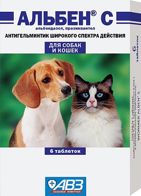 Альбен С №6 Антигельметик для собак и кошек VET/8389