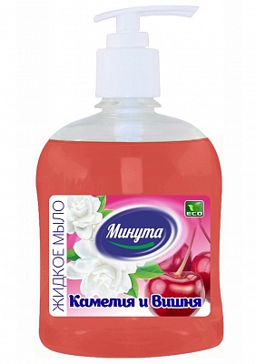 Жидкое мыло "МИНУТА" Камелия и вишня 500гр. с дозатором*12 (5-0131)