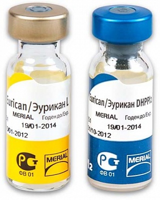 Эурикан DHPPI2 + L против чумы, инф.гепатита, парвовироза, парагриппа-2, лептоспироза (t от +2 до +8) 10доз/уп VET