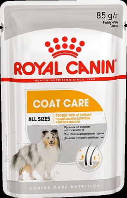 Royal Canin Коат Кэа канин Эдалт (паштет) 0,085кг*12шт корм для собак с тусклой и сухой шерстью (11840008A0)