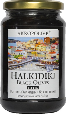 Маслины Халкидики без косточки 340гр.*12 ст/б 