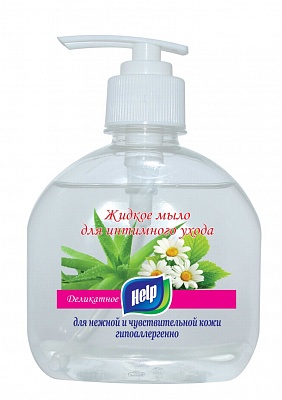 Жидкое мыло "HELP" Деликатное для интимного ухода 300гр.с дозатором*20 (5-0371)