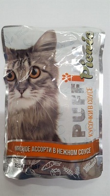 Puffins picnic 85гр*26шт мясное ассорти в соусе  корм для кошек 
