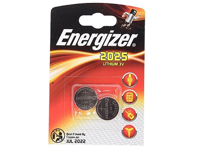 Батарейки ENERGIZER мини литиевые СR 2025 2шт/бл * 10 / арт.Е301021502 / Е301021503