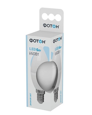 Лампа светодиодная ФОТОН LED В35 6W Е14 4000K (220V) / 22830