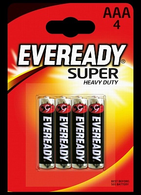 Батарейки солевые EVEREADY SUPER R03 ААА 4 шт/бл 1*4*12 /арт.Е301156100 / Е301156102