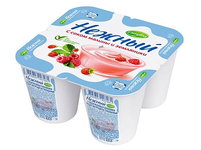 Продукт йогуртный Кампина 1,2% 100гр.*24 Нежный с соком малины и земляники 