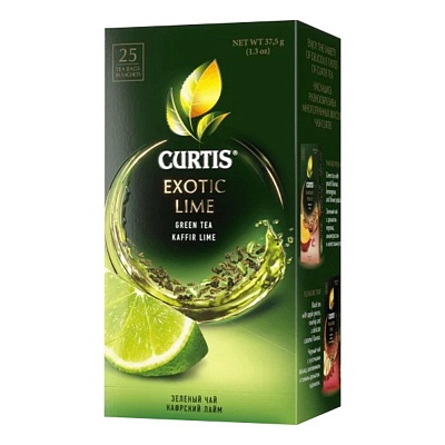 Чай Кертис Exotic Lime 25 ПАКЕТОВ*1,8гр*12 пирамидки  (зеленый)