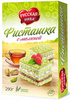 Торт Фисташковый с малиной 290гр*12шт (ТМ Русская Нива)
