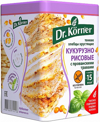 Хлебцы Dr. Korner Кукурузно-рисовые с прованскими травами 100гр*20шт (Хлебпром)