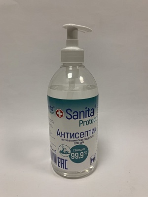 Жидкость антисептическая для рук с ДОЗАТОРОМ (БЕЗ СПИРТА) Sanita 500 мл * 15 / 21062