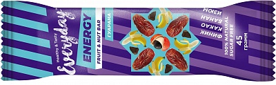 Батончик фруктово-ореховый  EVERYDAY Energy банан-какао-гуарана 45гр.*12 (шоубокс)