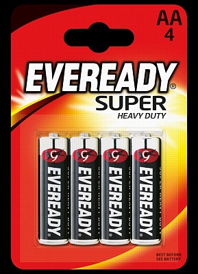 Батарейки солевые EVEREADY SUPER R6 АА 4 шт/бл 1*4*24 /арт.Е301155700/Е301155702