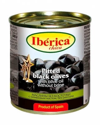 Маслины Иберика-чика б/к без рассола с оливк. маслом 90гр.*24 ж/б