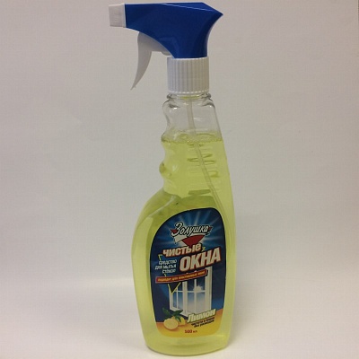 Средство д/мытья стекол Чистые Окна (ЗОЛУШКА) лимон, с распылителем 500мл.*12 / Ч21-1