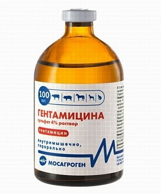 Гентамицин 4% 100мл  для лечения животных при болезнях бактериальной этиологии /Мосагроген VET