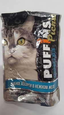 Puffins picnic 85гр*26шт рыбное ассорти в желе корм для кошек 