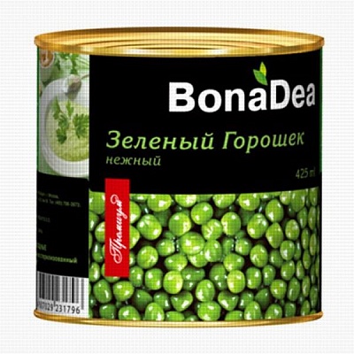 Зеленый горошек Bona Dea 400гр.*12 ж/б Сербия