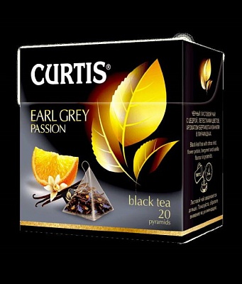 Чай Кертис Earl Grey Passion пирамидки 20пак*1,7гр*12шт (черный)