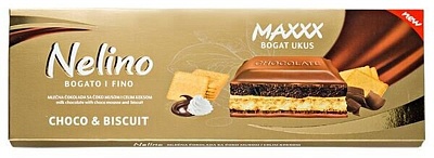 Шок.Нелино MAXXX 225гр*12шт Choco&Biscuit