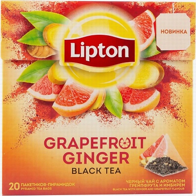 Чай Липтон пирамидки /Grapefruitt Ginger/грейпфрут и имбирь/ 20пак*1,6гр*12шт (черный)