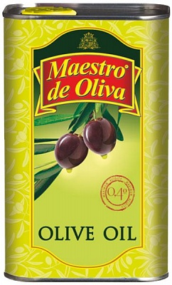 Масло оливк. Маэстро де олива 100% раф. 500мл.*20 ж/б