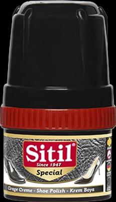 Крем-краска для обуви с воском "SITIL" (банка с губкой) черный 60гр.* 96 / 101.01 SKB 