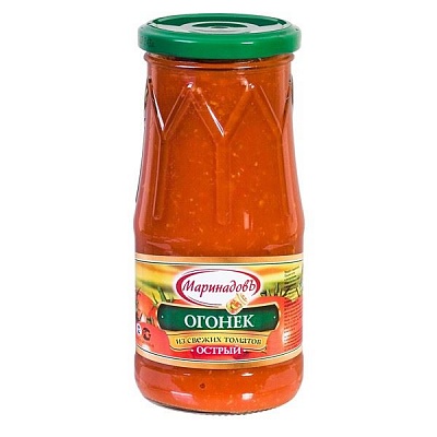 Огонёк из свежих томатов острый Маринадовъ 510гр.*12 ст/б