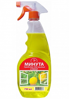 Средство д/мытья стекол с распылителем "МИНУТА" Лимон  750гр.*12 (1-0107)
