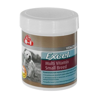 Витамины 8в1 Эксель Мультивитамины для собак мелких пород 70табл*М