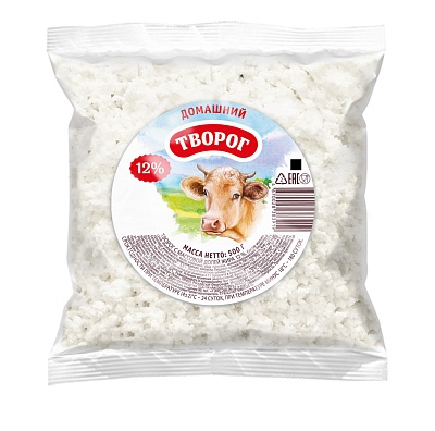 Творог Домашний 12% 500гр.*4 пакет