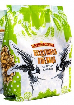 Воздушные зерна 175гр*10шт Пшеница со вкусом карамели Русский Десерт